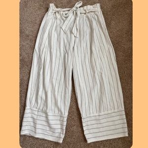 Cropped and Striped Flowy Pants